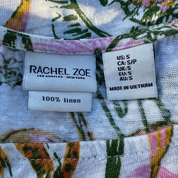 Rachel Zoe 100% Linen Tropical Print Top - Size Small - Picture 3 of 5